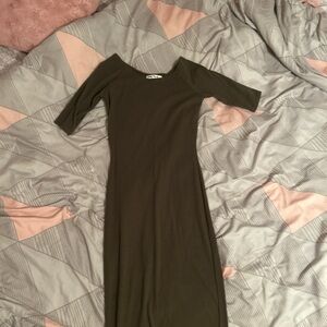 Elegant Olive Green Midi Dress